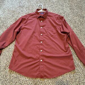 UNTUCKit Mens Large Rust Stretch Button Down Shirt 92% Nylon Elastane